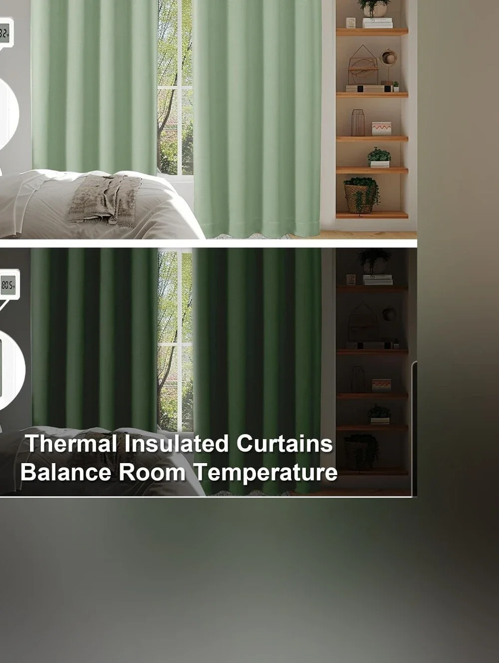 Home Accents Sage Green Blackout Curtain Panels - Set of 2 Size 40x63